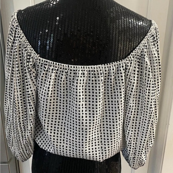 NWT Lucy Paris Off The Shoulder Top Blouse Pleated Balloon Sleeves Size XS - Picture 7 of 15